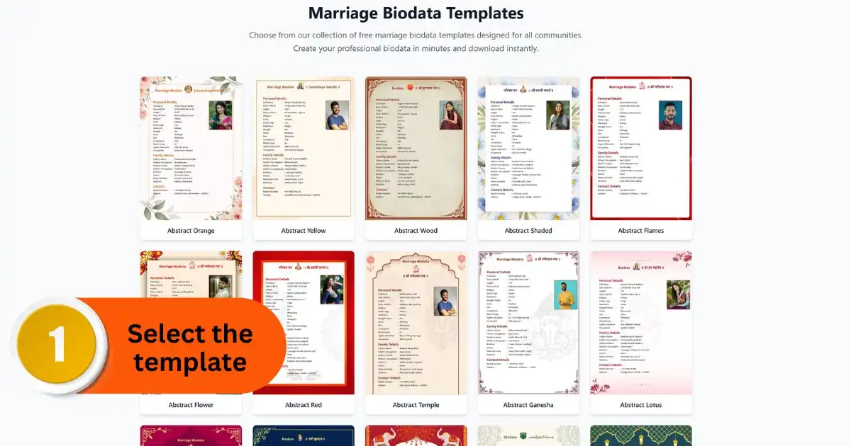 Select a biodata template