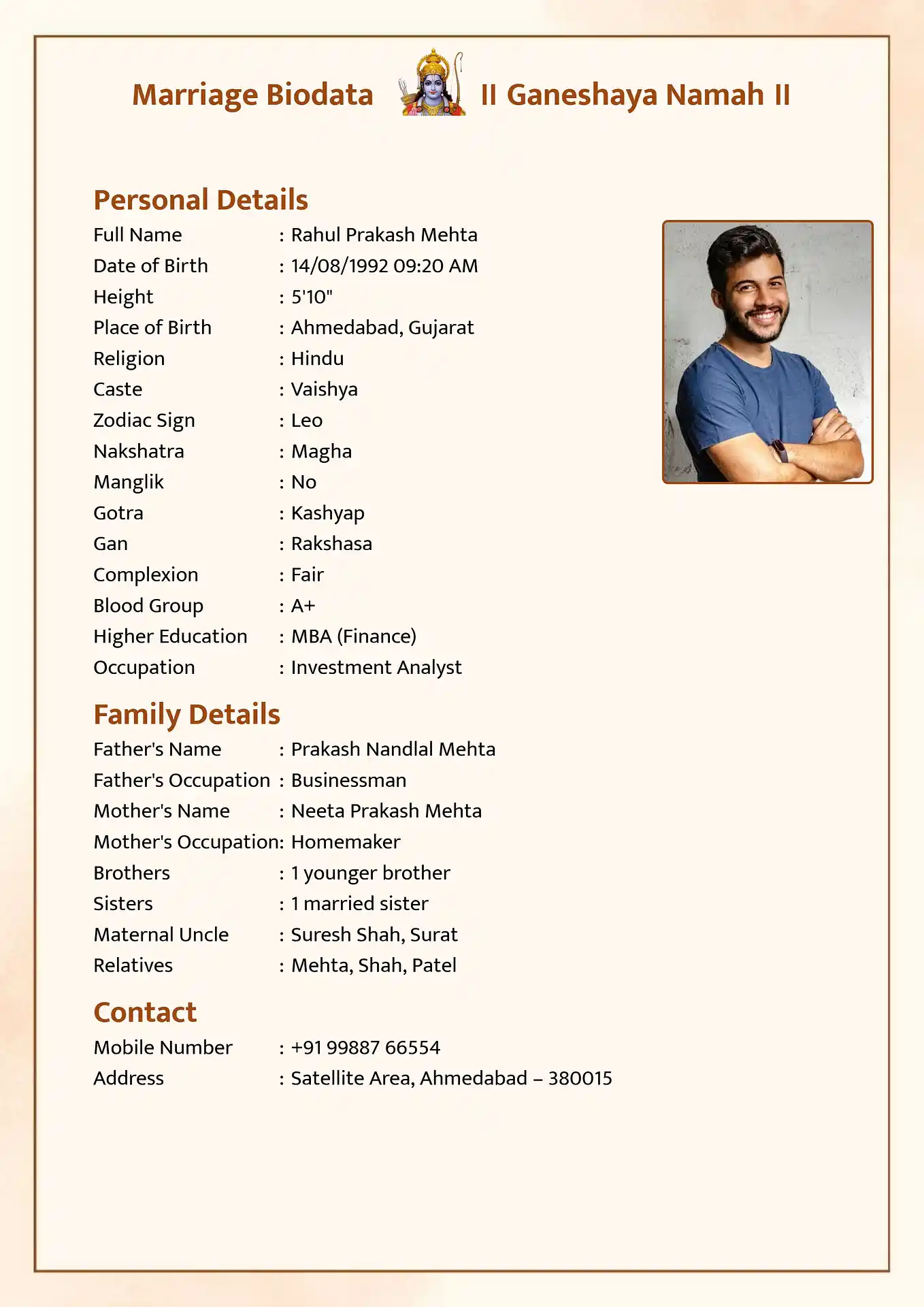 Abstract Yellow biodata for marriage template
